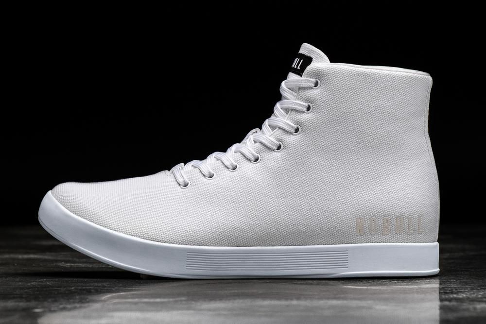 Baskets Montantes NOBULL Femme Blanche - Chaussures NOBULL High-Top Canvas,France (9413-ZQBWH)